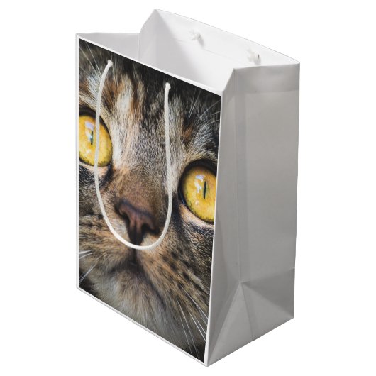 Sluiting van kat met gele ogen medium cadeauzakje (Achterkant Gekanteld)
