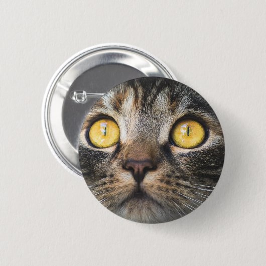 Sluiting van kat met gele ogen ronde button 5,7 cm (Voorkant /achterkant)