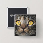 Sluiting van kat met gele ogen vierkante button 5,1 cm (Voorkant /achterkant)