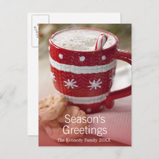 Sluiting van koekjes en mok van warme chocolade briefkaart (Voorkant / Achterkant)