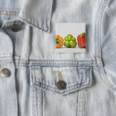 Sluiting van paprika's op rij vierkante button 5,1 cm (In situ)