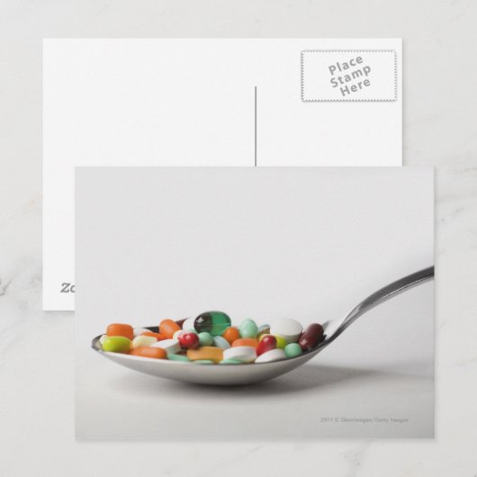 Sluiting van pillen in een lepel briefkaart (Voorkant / Achterkant)