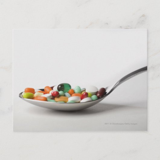 Sluiting van pillen in een lepel briefkaart (Voorkant)