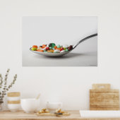 Sluiting van pillen in een lepel poster (Keuken)
