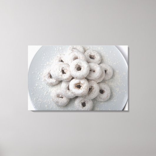 Sluiting van poederdonuts in een bord canvas afdruk (Voorkant)