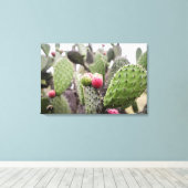 Sluiting van Prickly Pear Cactus Canvas Afdruk (Insitu (Houten vloer))