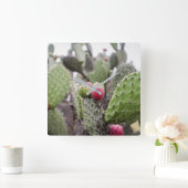 Sluiting van Prickly Pear Cactus Vierkante Klok (Huis)