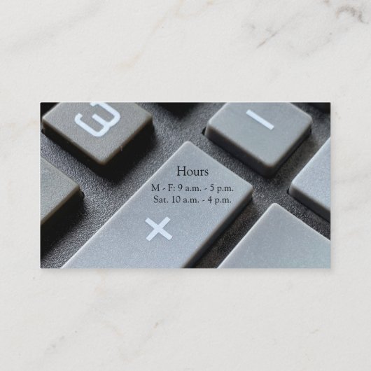 Sluiting van rekensleutels visitekaartje (Achterkant)