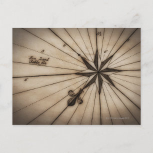 Sluiting van roos op antiek kaart