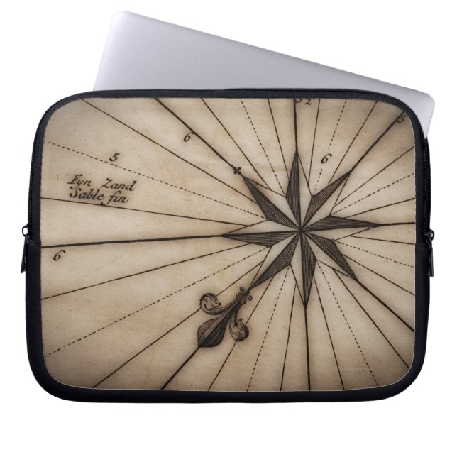 Sluiting van roos op antiek kaart laptop sleeve (Voorkant)