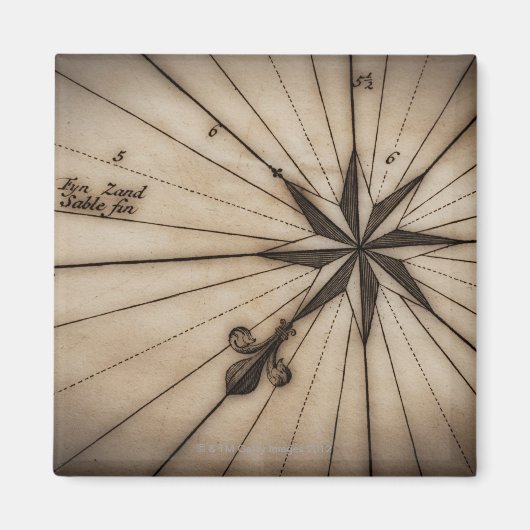 Sluiting van roos op antiek kaart magneet (Voorkant)