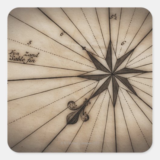 Sluiting van roos op antiek kaart vierkante sticker (Voorkant)