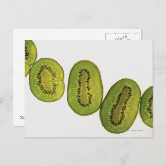 Sluiting van vijf plakken kiwi-vruchten briefkaart (Voorkant / Achterkant)