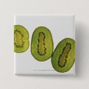 Sluiting van vijf plakken kiwi-vruchten vierkante button 5,1 cm