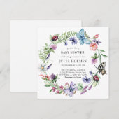 Sluiting van wilde bloemen voor babyfeestje met vl kaart (Voorkant / Achterkant)