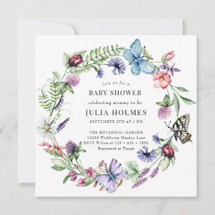 Sluiting van wilde bloemen voor babyfeestje met vl kaart