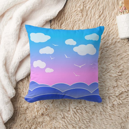 Sluiting van zonsopgang over de oceaangolven, wolk kussen (Deken)