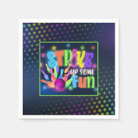 Sluiting wat vun Bowling Birthday Napkin - Neon