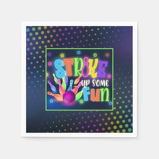 Sluiting wat vun Bowling Birthday Napkin - Neon Servet (Voorkant)