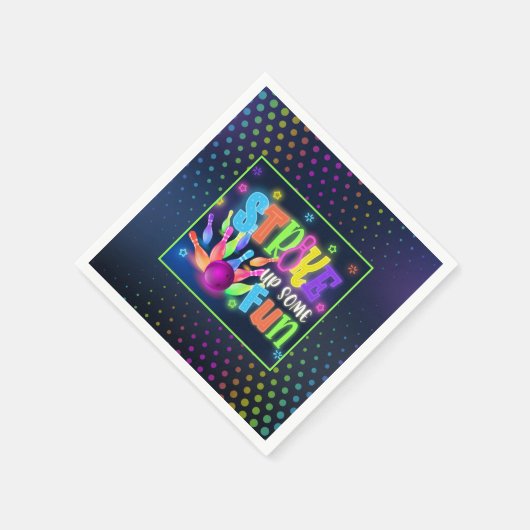 Sluiting wat vun Bowling Birthday Napkin - Neon Servet (Hoek)