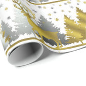 Sluitingen met zilver en gouden rendierkerstfeestj cadeaupapier (Rol Hoek)