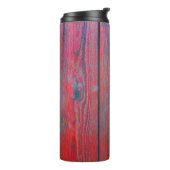 Sluitingen van oude houten planktextuur backgronda thermosbeker (Gedraaid links)