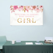 Sluitingsbanner met roze bloemen voor een baby sho spandoek (Beurs)