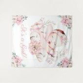 Sluitingsbanner voor baby shower met meisje wandkleed (Voorkant (horizontaal))