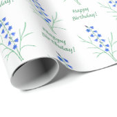 Sluitingspapier met tekst over blauwe bloemen cadeaupapier (Rol Hoek)