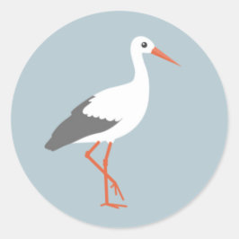 Sluitzegel ooievaar blauw ronde sticker