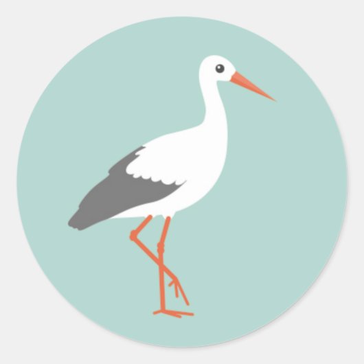 Sluitzegel ooievaar mintgroen ronde sticker (Voorkant)