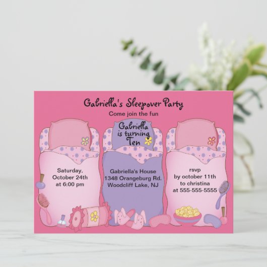 Slumber Birthday Party Kaart (Staand voorkant)