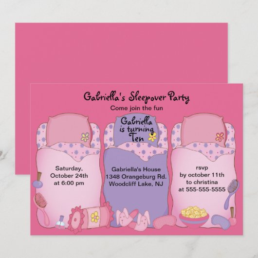 Slumber Birthday Party Kaart (Voorkant / Achterkant)