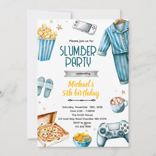 Slumber boy theme invite kaart (Voorkant)