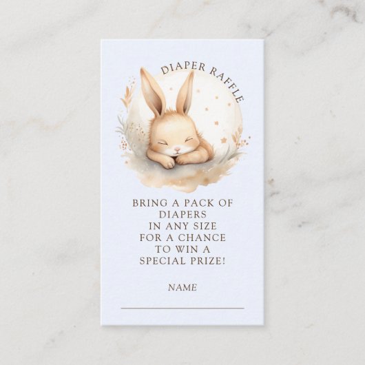 Slumber Bunny Luier Raffle Behuizing Kaart (Voorkant)