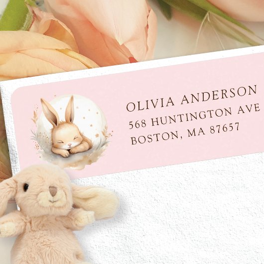 Slumber Bunny Meisjes Baby shower Adres Etiket