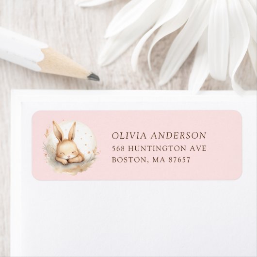 Slumber Bunny Meisjes Baby shower Adres Etiket (Insitu)
