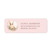 Slumber Bunny Meisjes Baby shower Adres Etiket (Voorkant)