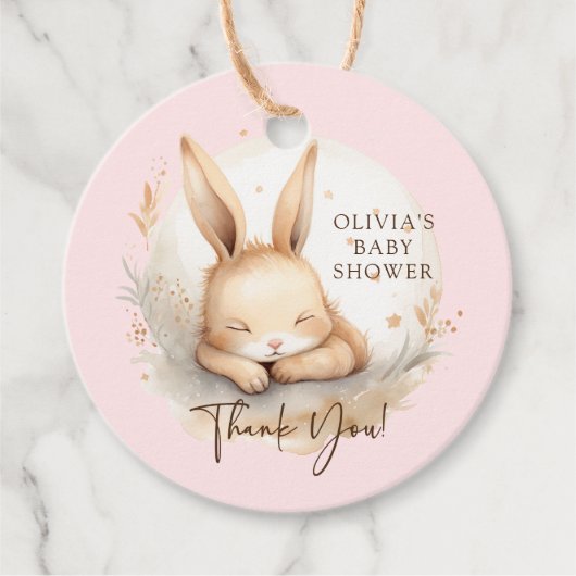 Slumber Bunny Meisjes Baby shower Favor Bedankjes Labels (Voorkant)