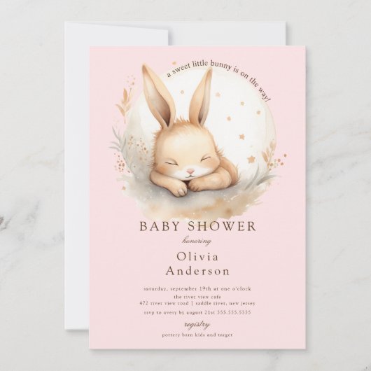 Slumber Bunny Meisjes Baby shower Kaart (Voorkant)