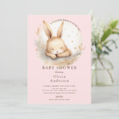 Slumber Bunny Meisjes Baby shower Kaart (Staand voorkant)