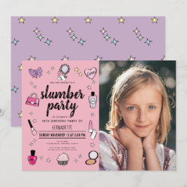 Slumber Make-up Spa Party Pink Girl Foto Verjaarda Kaart