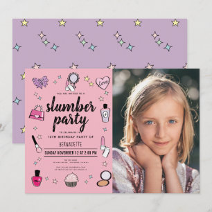 Slumber Make-up Spa Party Pink Girl Foto Verjaarda Kaart