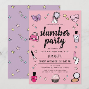 Slumber Makeup Spa Partij Roze meisje Birthday Kaart