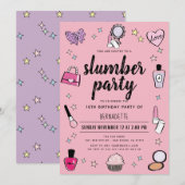 Slumber Makeup Spa Party Roze Meisje Verjaardag Kaart (Voorkant / Achterkant)