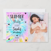 Slumber Meisje Tie Dye Verjaardagsfeestfoto Kaart (Voorkant)