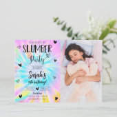 Slumber Meisje Tie Dye Verjaardagsfeestfoto Kaart (Staand voorkant)