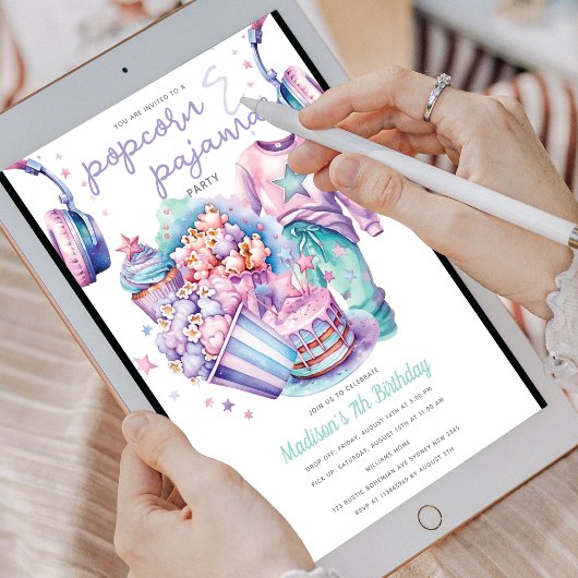 Slumber Meisje Verjaardag Popcorn & Pyjama Kaart