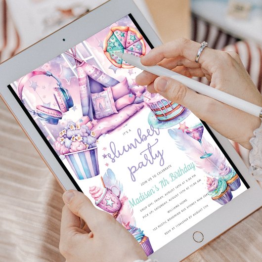 Slumber Meisje Verjaardagsfeestje Pastel Plezier Kaart