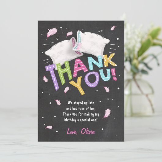 Slumber partij pyjama dank u kaart Sleepover (Staand voorkant)